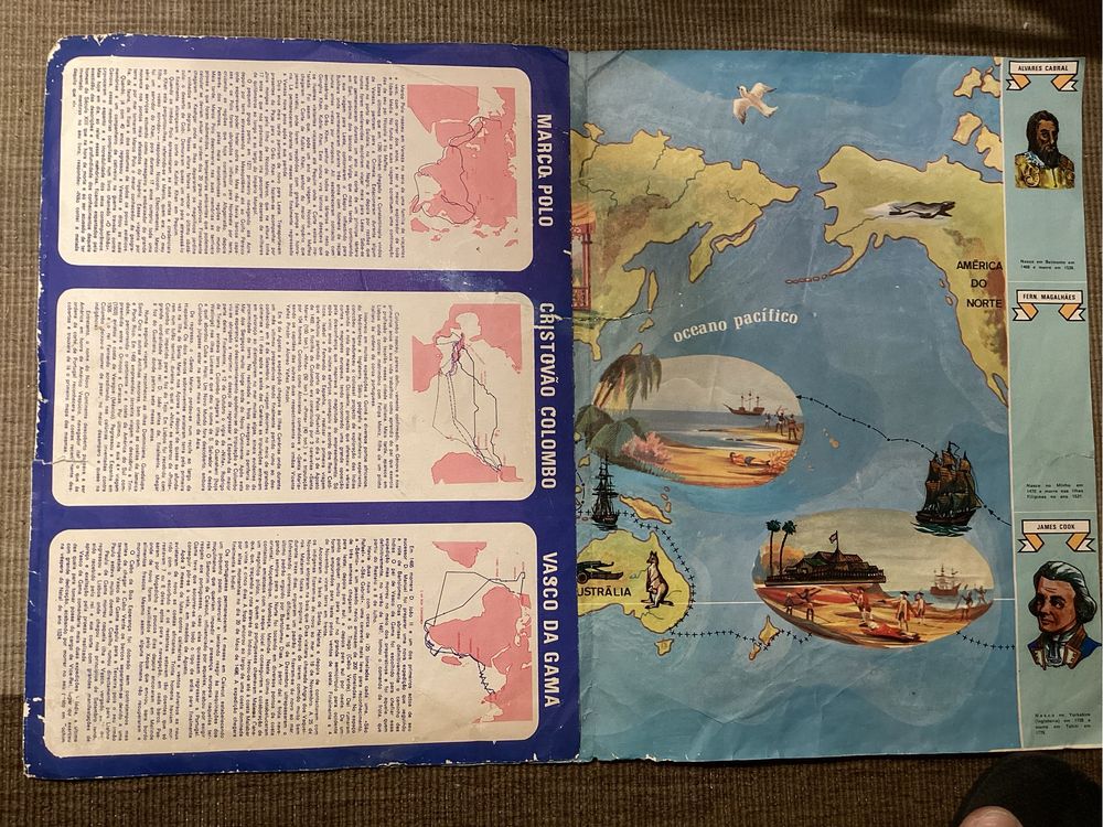 Caderneta de cromos Grandes Descobridores na forma de decalcomanias