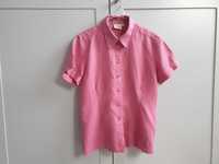 Różowa fuksjowa lniana 100% len bluzka koszula Jackpot 38 40