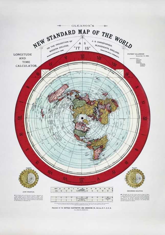 Plaska ziemia Mapa Świata Gleason 1892r. Odnowiona Flat Earth 100x70