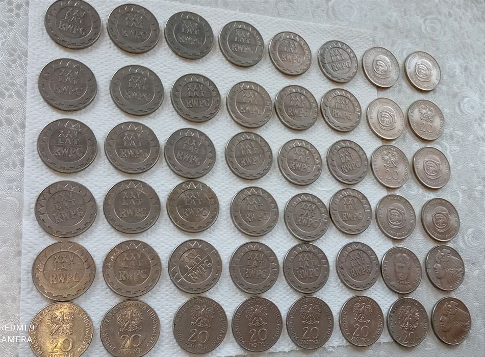 Zestaw starych monet PRL.