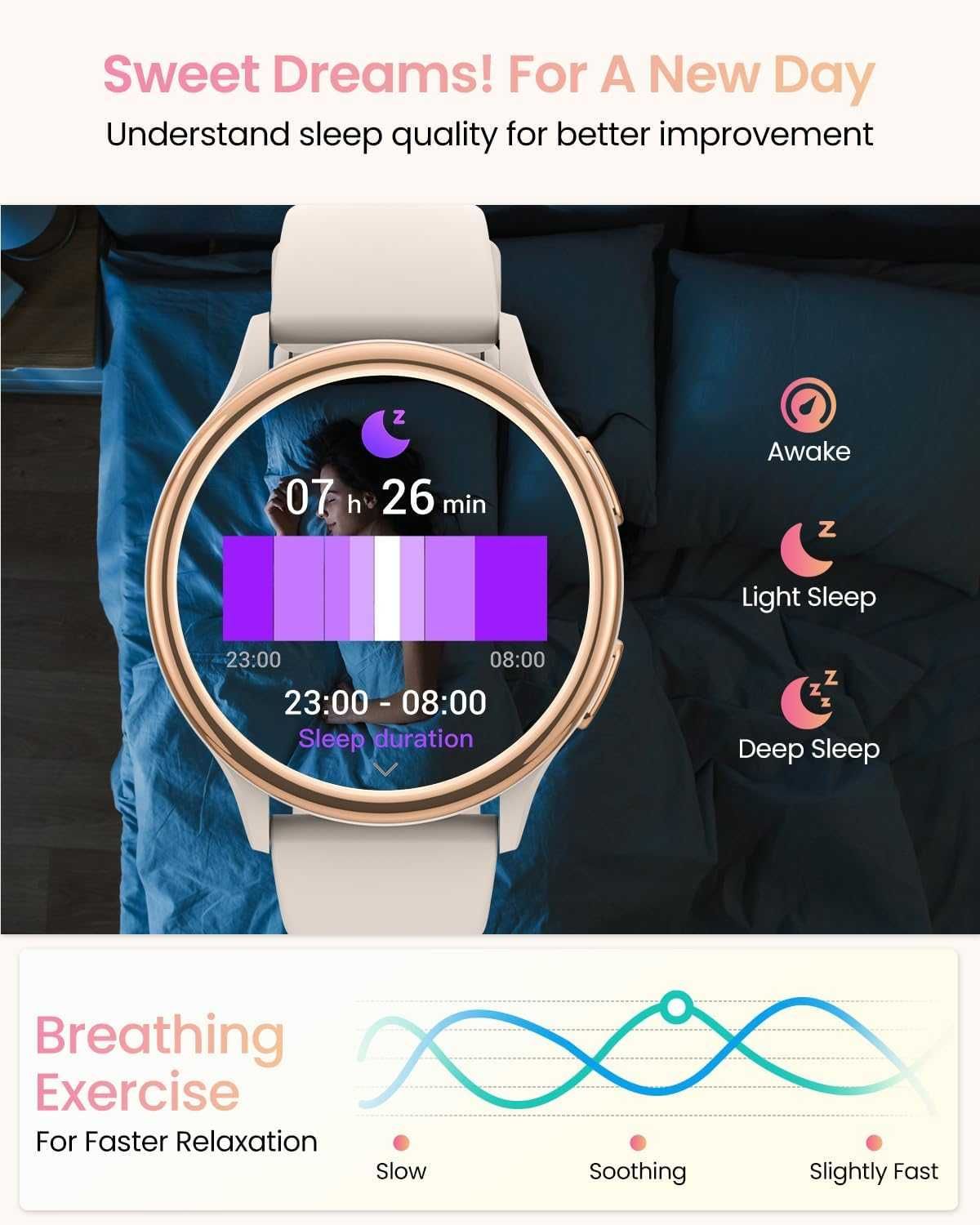 AIMIUVEI Zegarek Smart dla Kobiet z Funkcją Dzwonienia, 1,27”