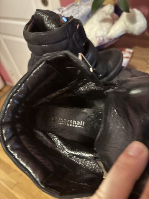 Botki na koturnie ze skory Marshall 36