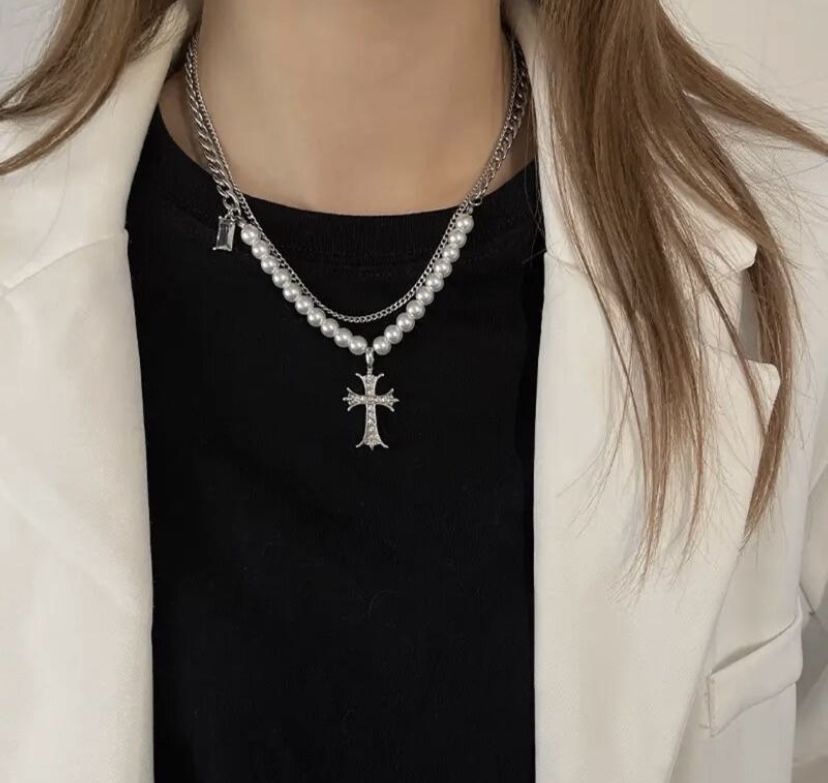 Ожерелье с крестом 6 видов унисекс  в стиле готика гранж