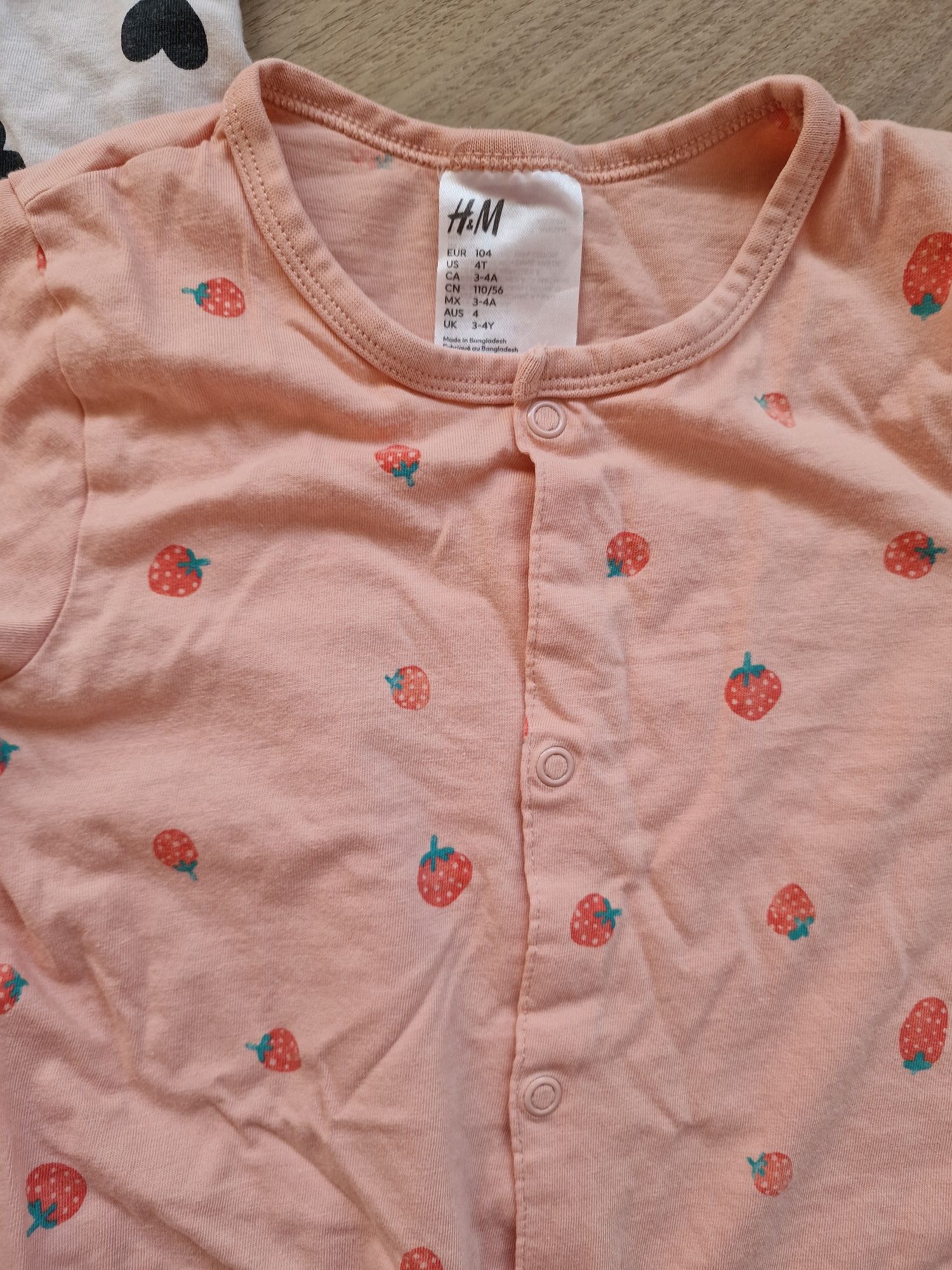2 piżamy H&M 104 krótki rękaw