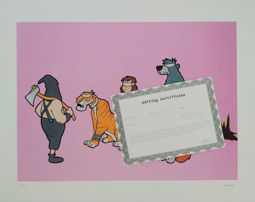 Banksy reprodukcja grafika " Jungle" certyfikat