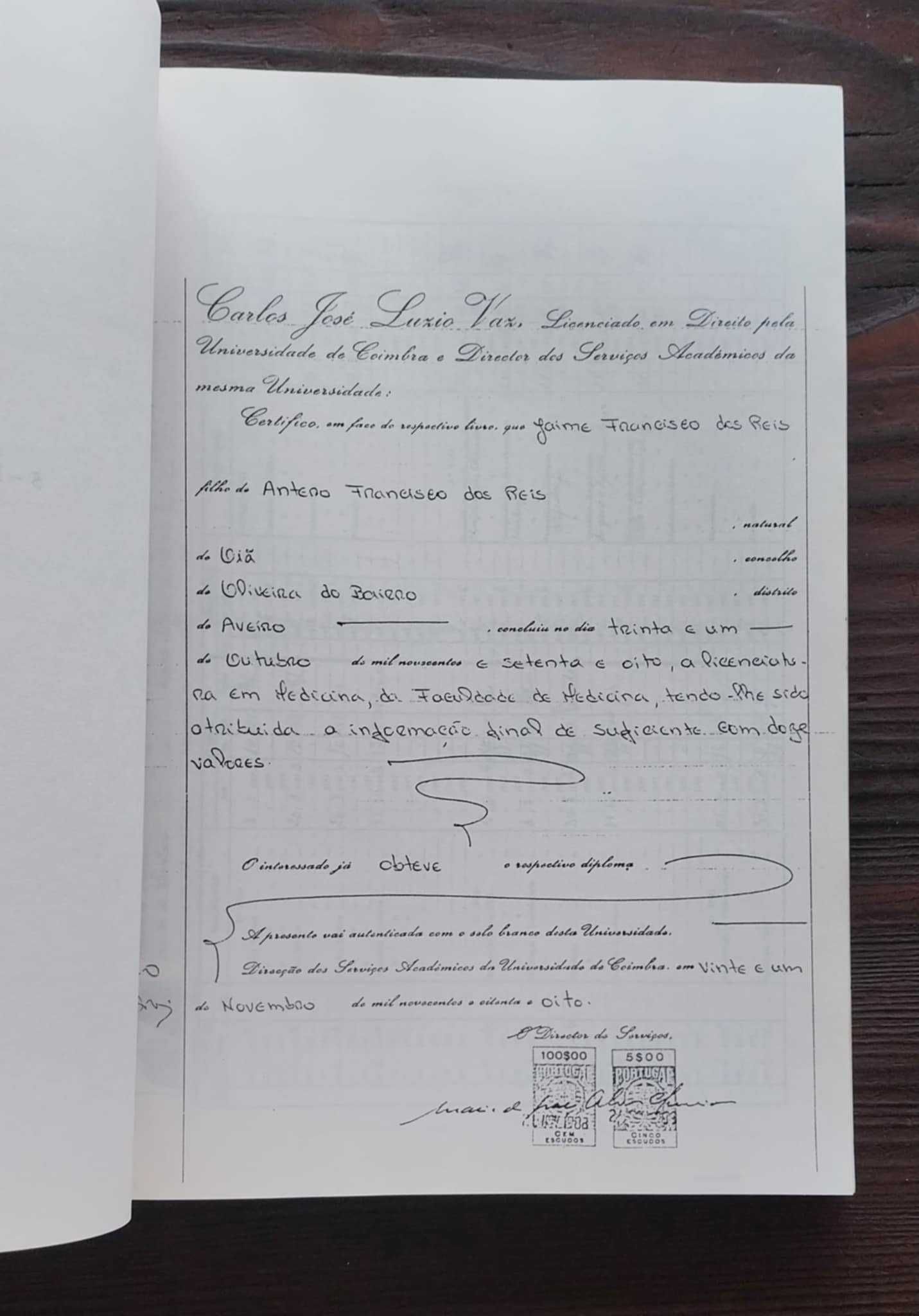 Antigo CURRICULUM VITAE destinado ao Exame de Medicina Interna (1988)