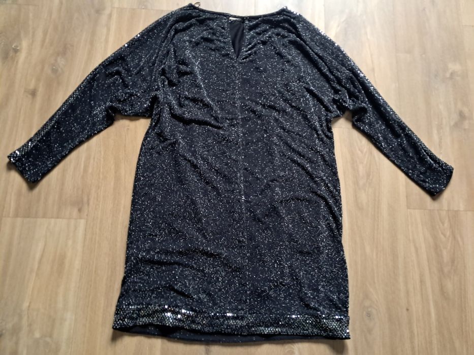Mini sukienka błyszcząca nitka cekiny mieniaca sie XL 42