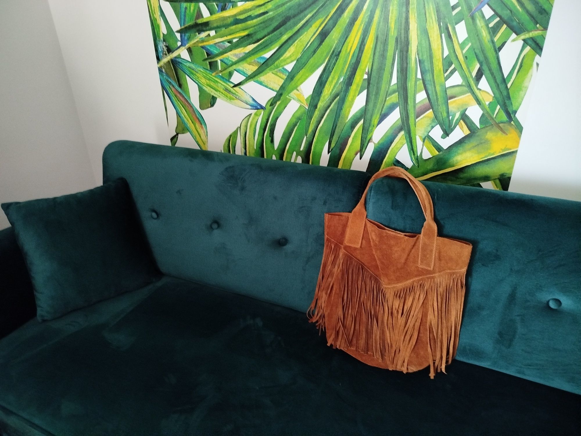 Włoski Shopper Boho Vittoria Gotti Torebka z frędzlami camel