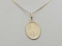 Nowy złoty łańcuszek z medalikiem złoto próby 585, Matka Boska