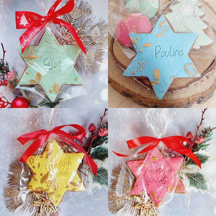 Pierniki z napisem pierniki firmowe pierniki dekorowane gwiazda imię