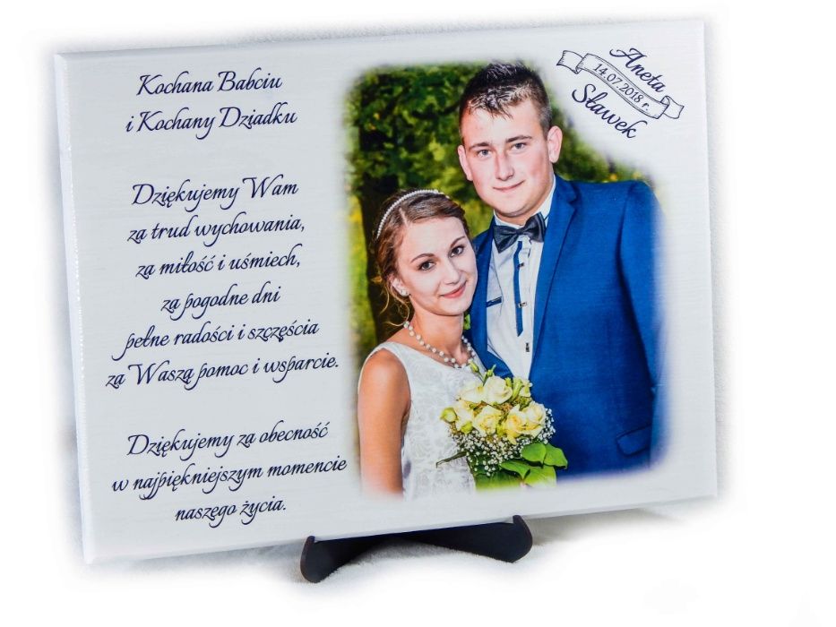 Podziękowania ślubne dla rodziców chrzestnych świadków ślub pamiątka