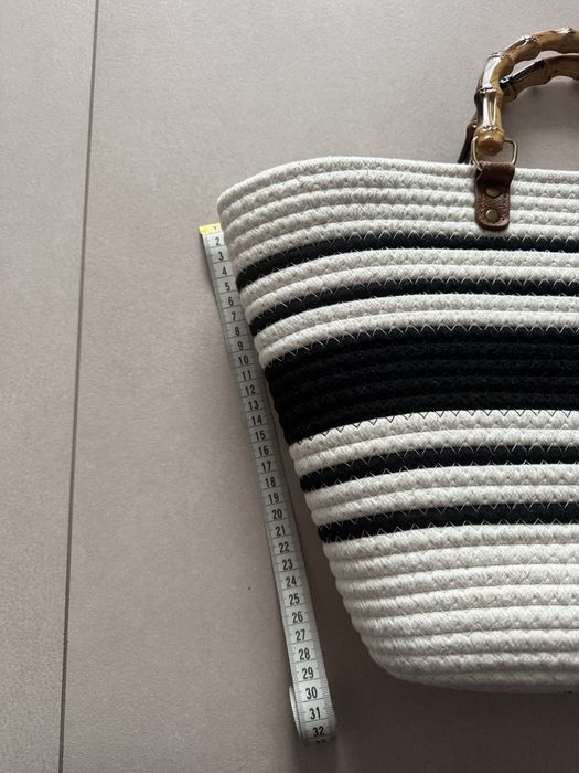 Torebka koszyk shopperka styl marynarski na lato w paski