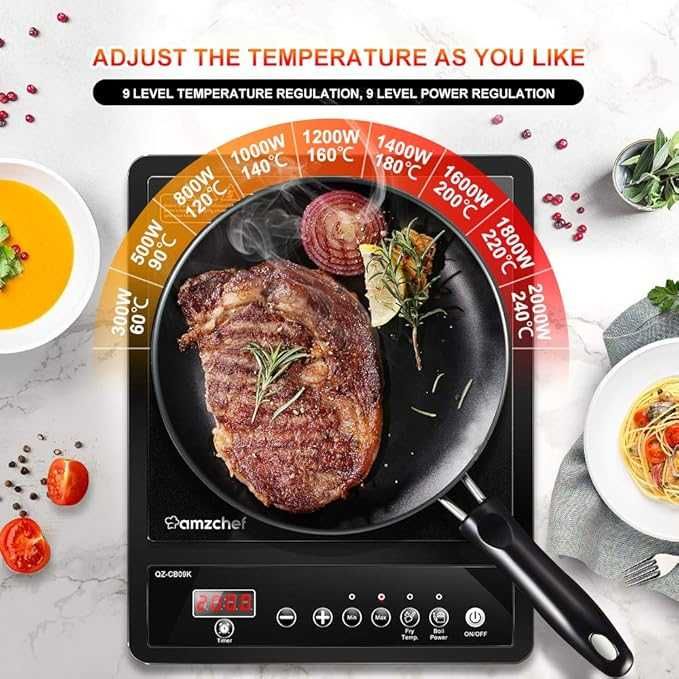 AMZCHEF SK-20CB09K pojedyncza płyta indukcyjna, 2000 W 10