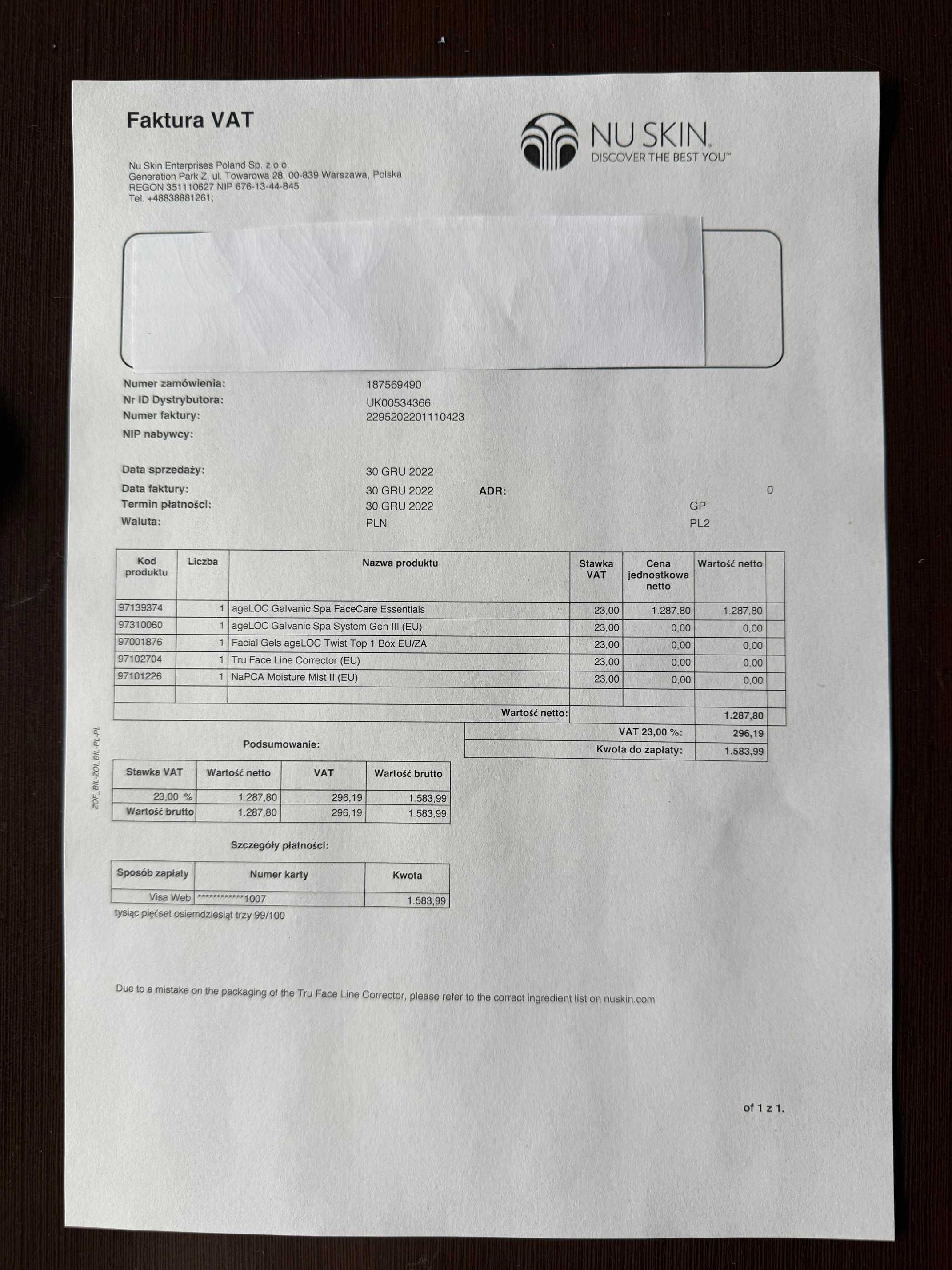 Urządzenie NuSkin ageLOC Galvanic Spa