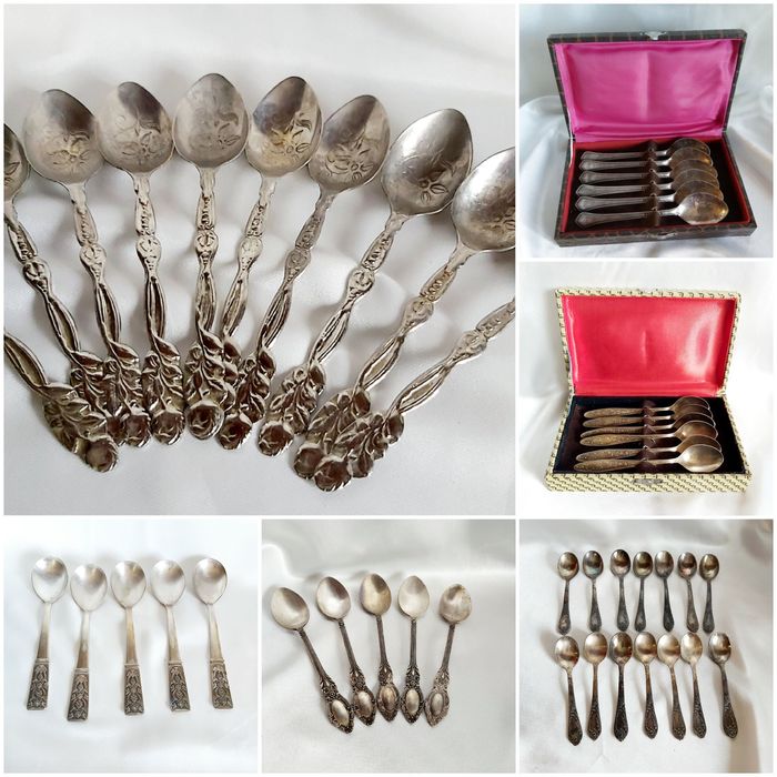 Ваза латунная ложки мельхиор вилки мнц