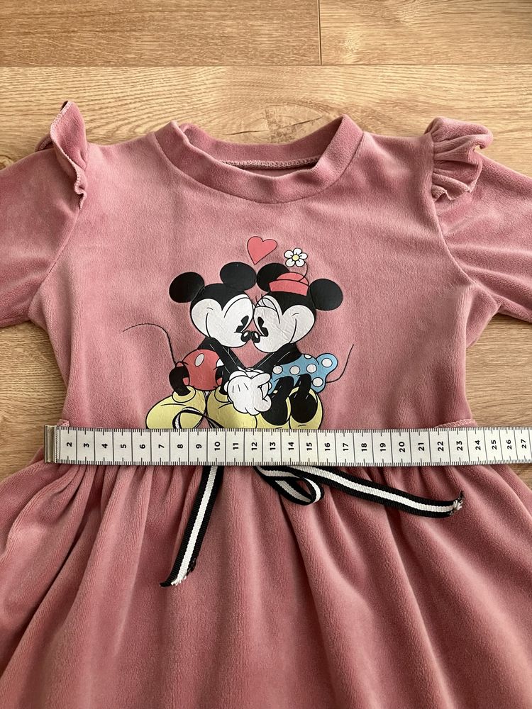 Sukienka welurowa rozmiar 92 Myszka Minnie falbanki