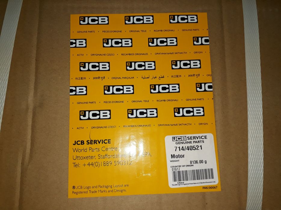 Motor de Arranque JCB JS200. Peça GENUÍNA NOVA