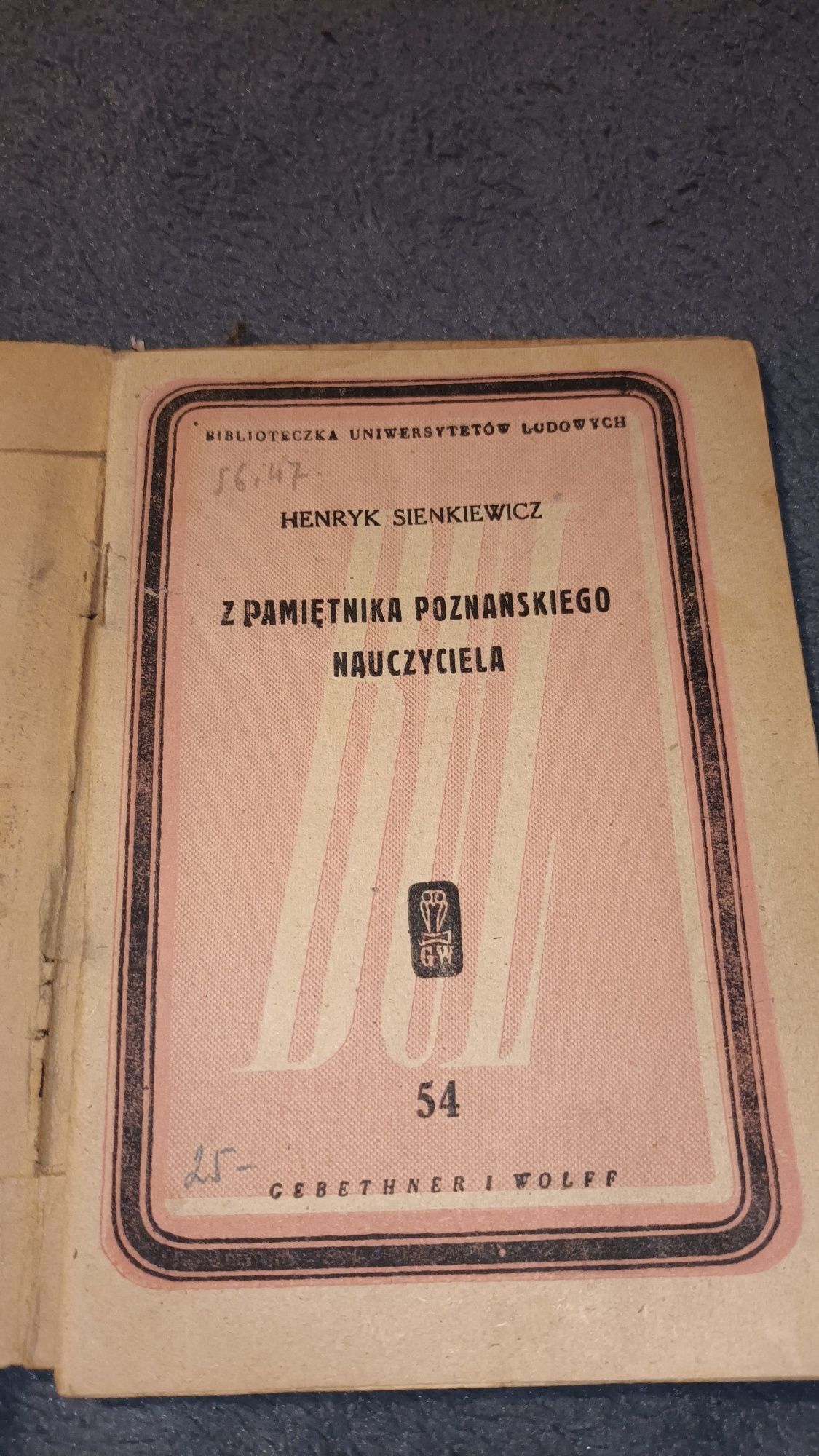 Książka,,Z pamiętnika poznańskiego nauczyciela"H.Sienkiewicz