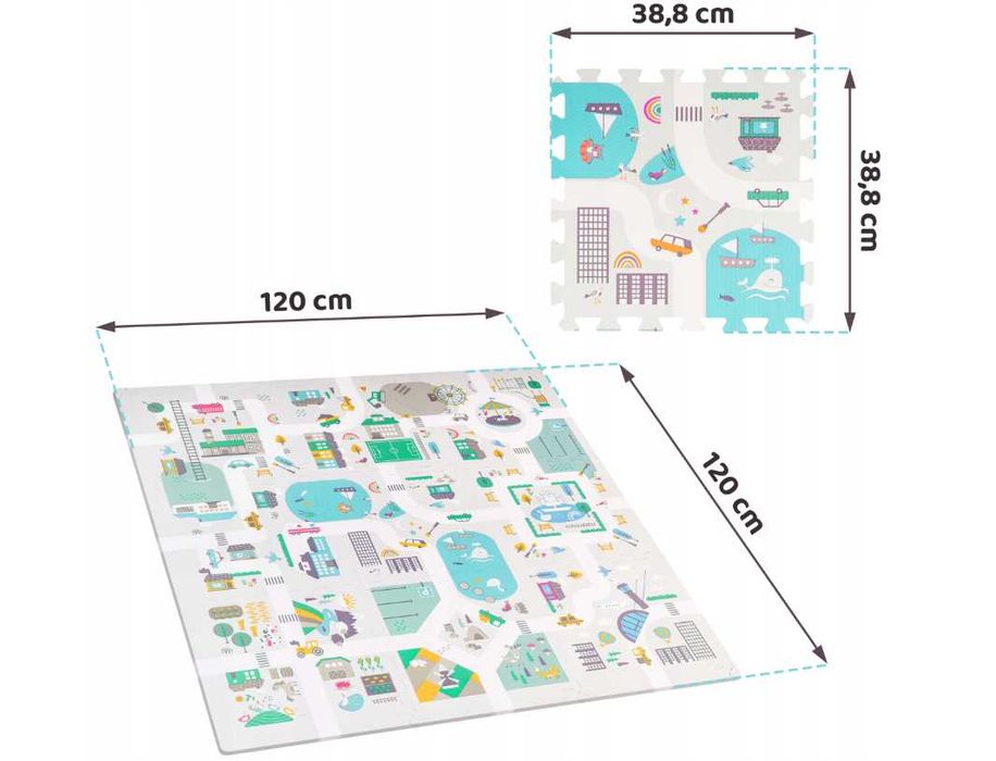 Mata piankowa puzzle Nukido 120x120 cm –składana edukacyjna dla dzieci