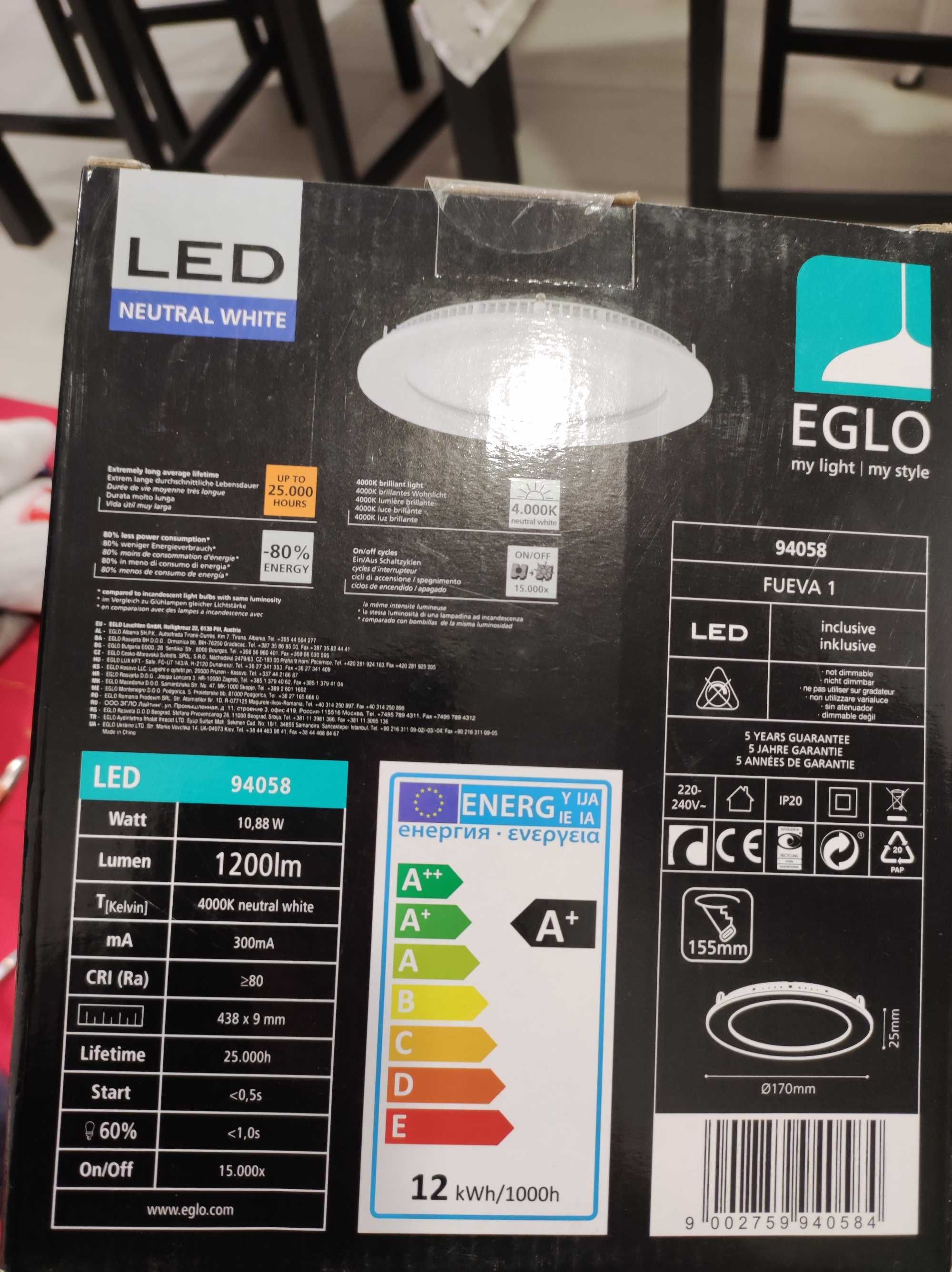 Eglo 94058 - Iluminação de teto suspensa LED FUEVA 1 LED/10,9W/230V