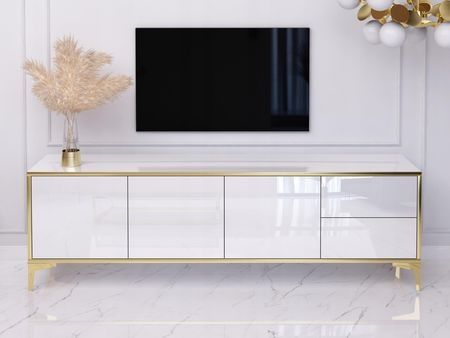 RTV szafka komoda Glamour biało złota połysk Ikea home design 180.szer