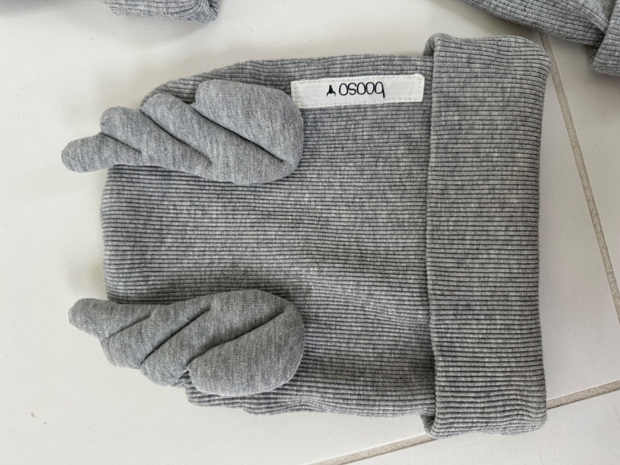 BOOSO czapka rodzinny zestaw- BEANIE WINGS double gray marl 3 szt