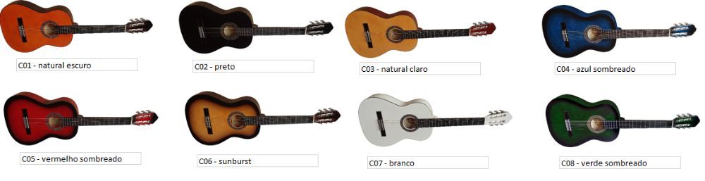 Conjunto 'clássico' guitarra clássica 1/2, 3/4 e 4/4 - NOVO