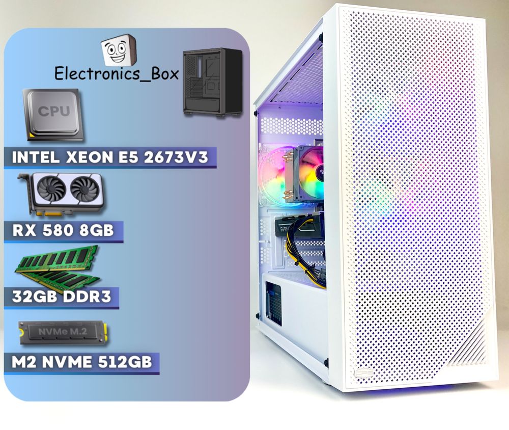 Ігровий Компʼютер ПК I7/Xeon 12 Ядер/RX580 8GB/32GB ОЗП/SSD M2 512GB