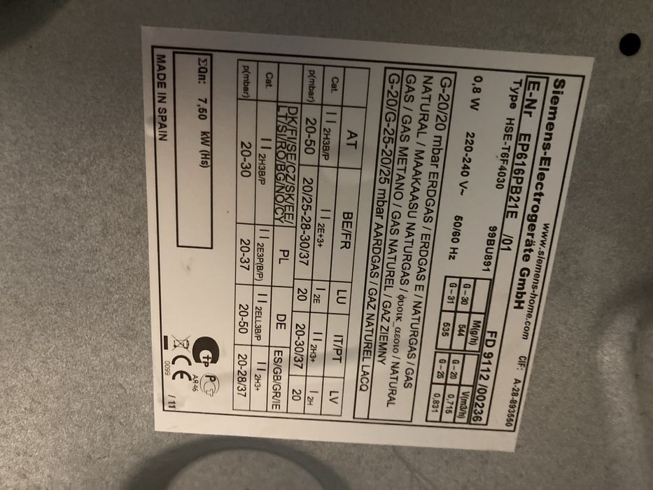 Placa de Gás Siemens