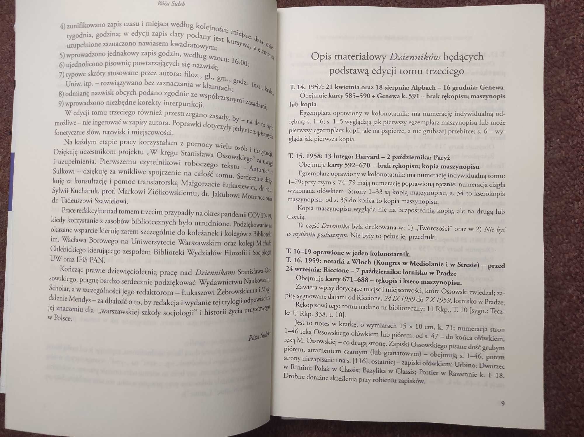 Ossowski Stanisław Dzienniki Tom 3 1949 - 1963 r. opracowanie R. Sułek