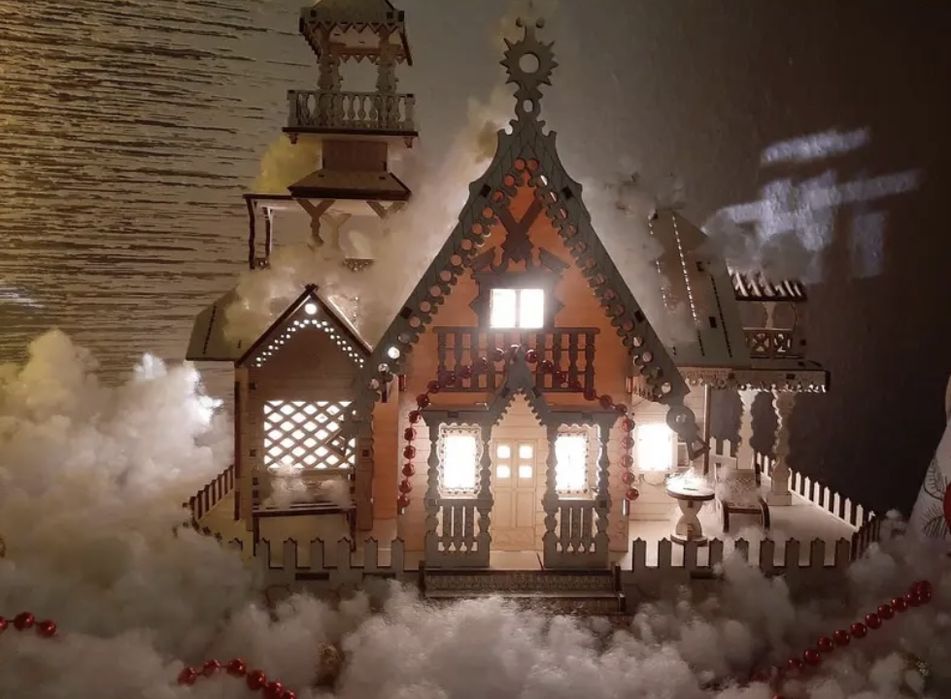 3D дерев’яна модель «Вілла з LED-підсвіткою»