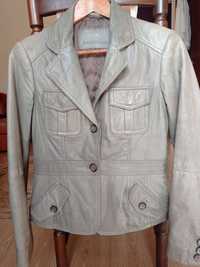 Skórzana kurtka z ociepleniem, kolor khaki, rozm. 36