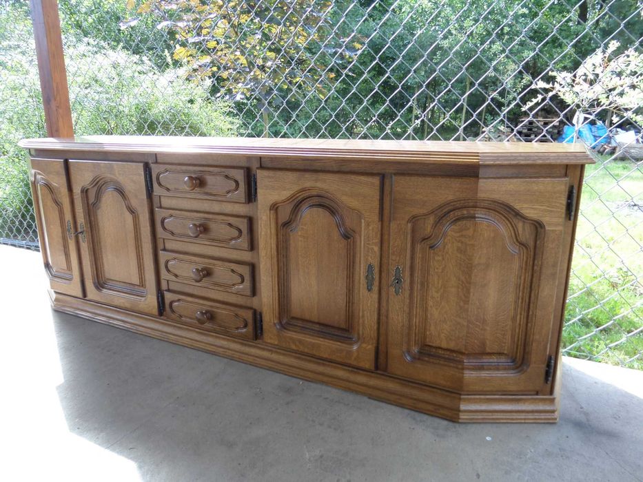 Piękny masywny dębowy kredens witryna FLANDERN stan bdb WYSYŁKA DOWÓZ