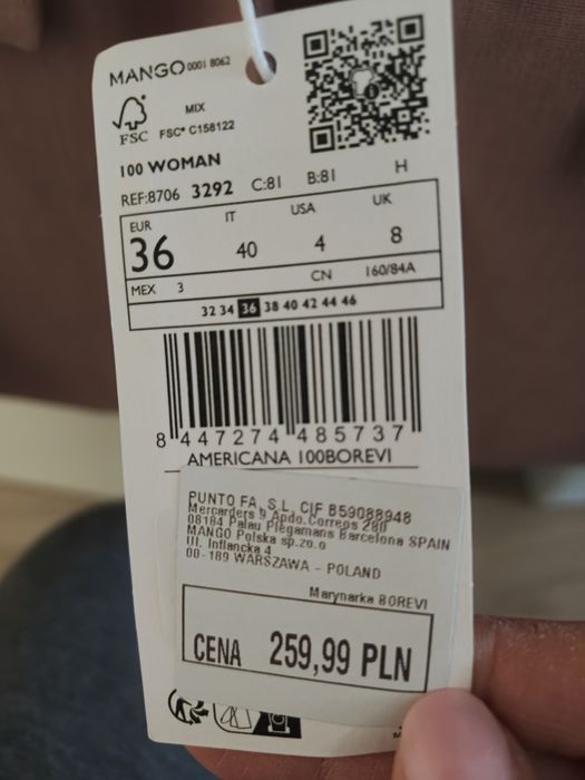 Marynarka Mango brudny róż