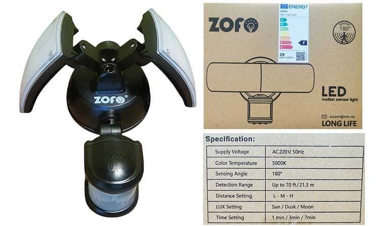 Lampa led hermetyczna z czujnikiem ruchu 3500 lm 5000k ip55 rozkładana