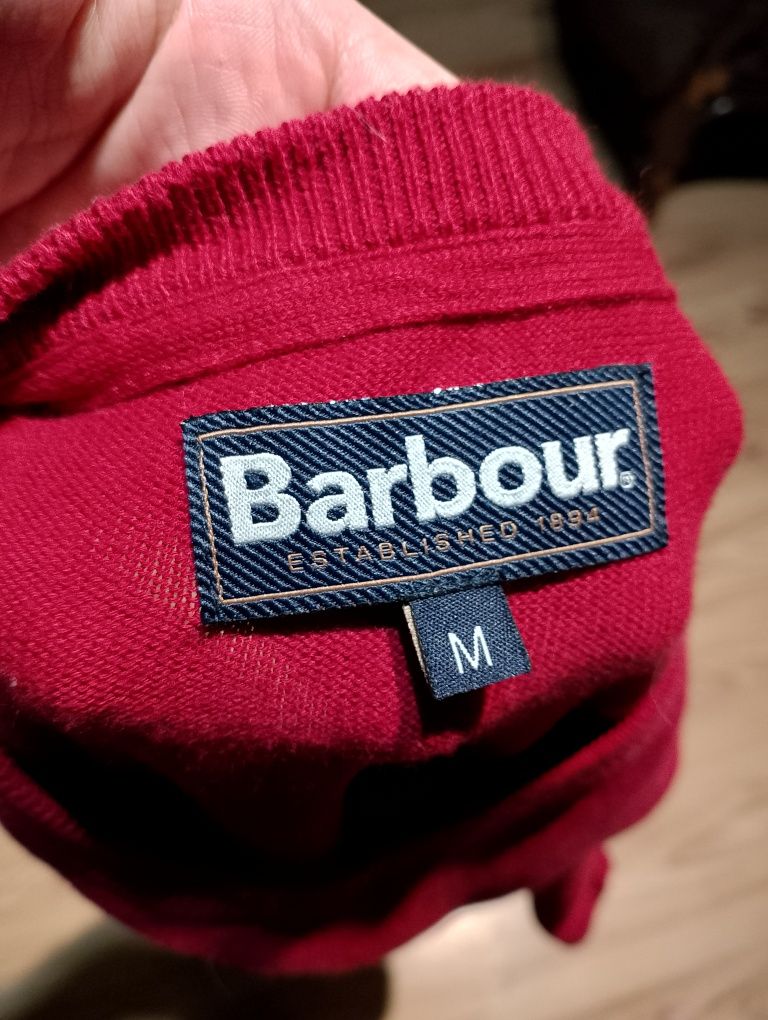 Czerwony Bawełniany Sweter Barbour Pima Cotton Crew-Neck