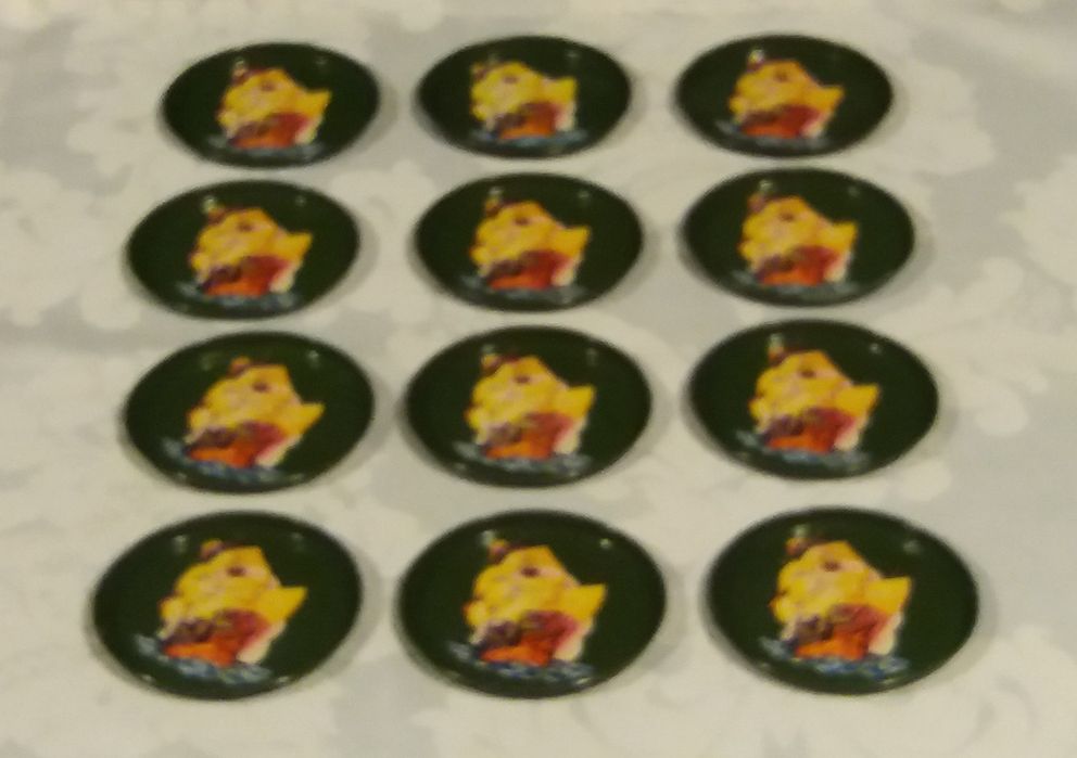 12 Bases para copos "Caravela" em chapa, vintage