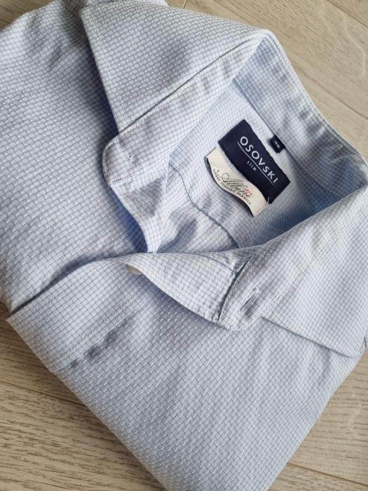 Osovski, slim, koszula męska, elegancka, wizytowa, casual, błękitna 38