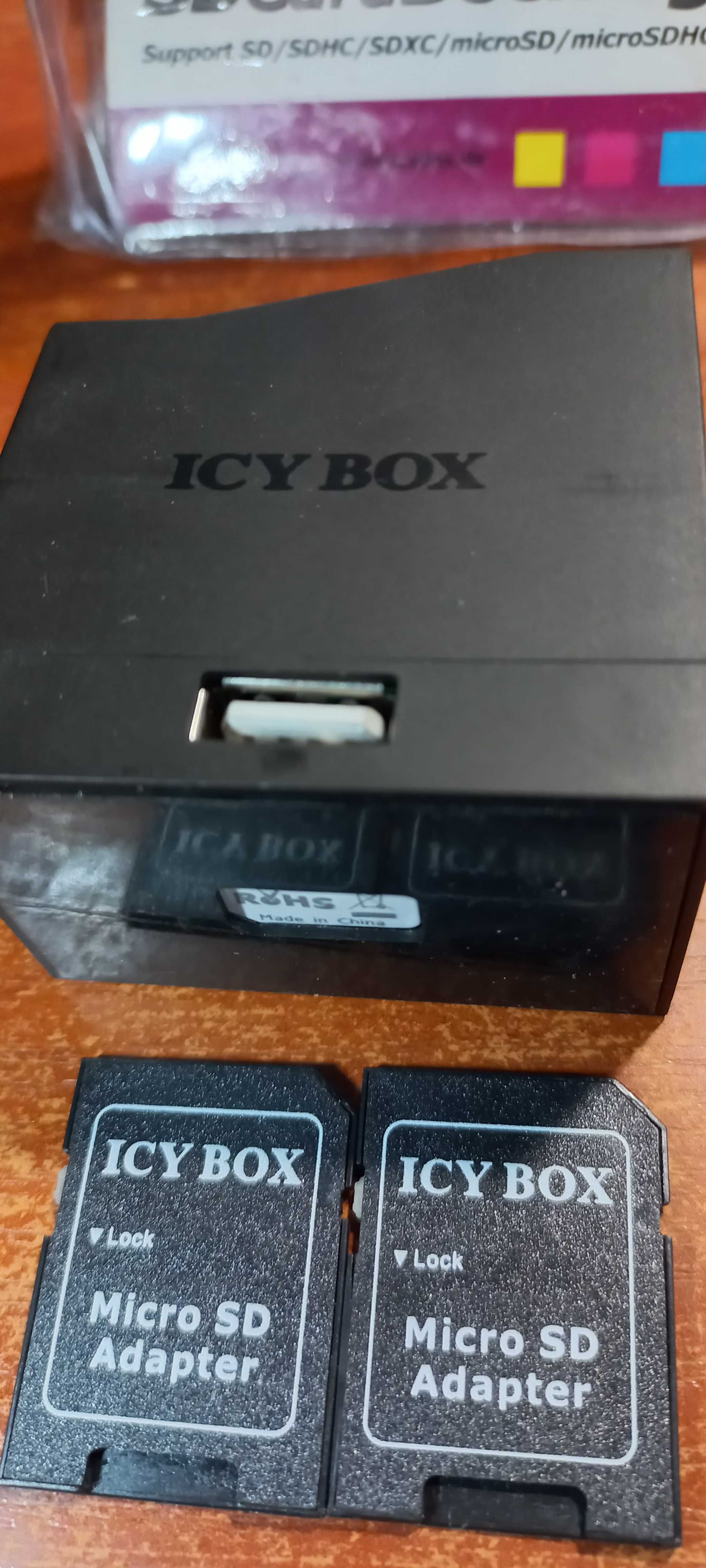 ICY BOX IB-870 Пристрій читання карток SD з 3 відсіками USB 2.0 Новий