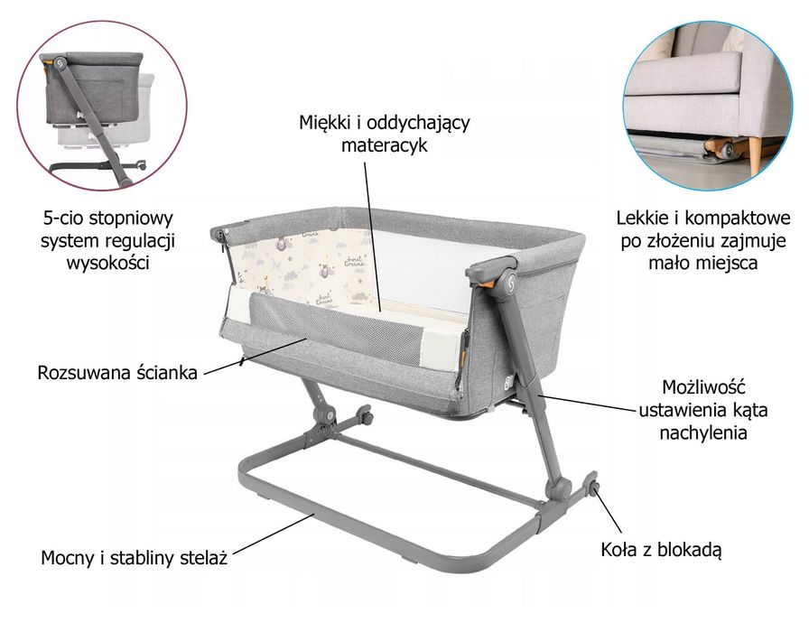 Skiddou Natt Łóżeczko 3w1 dostawne turystyczne