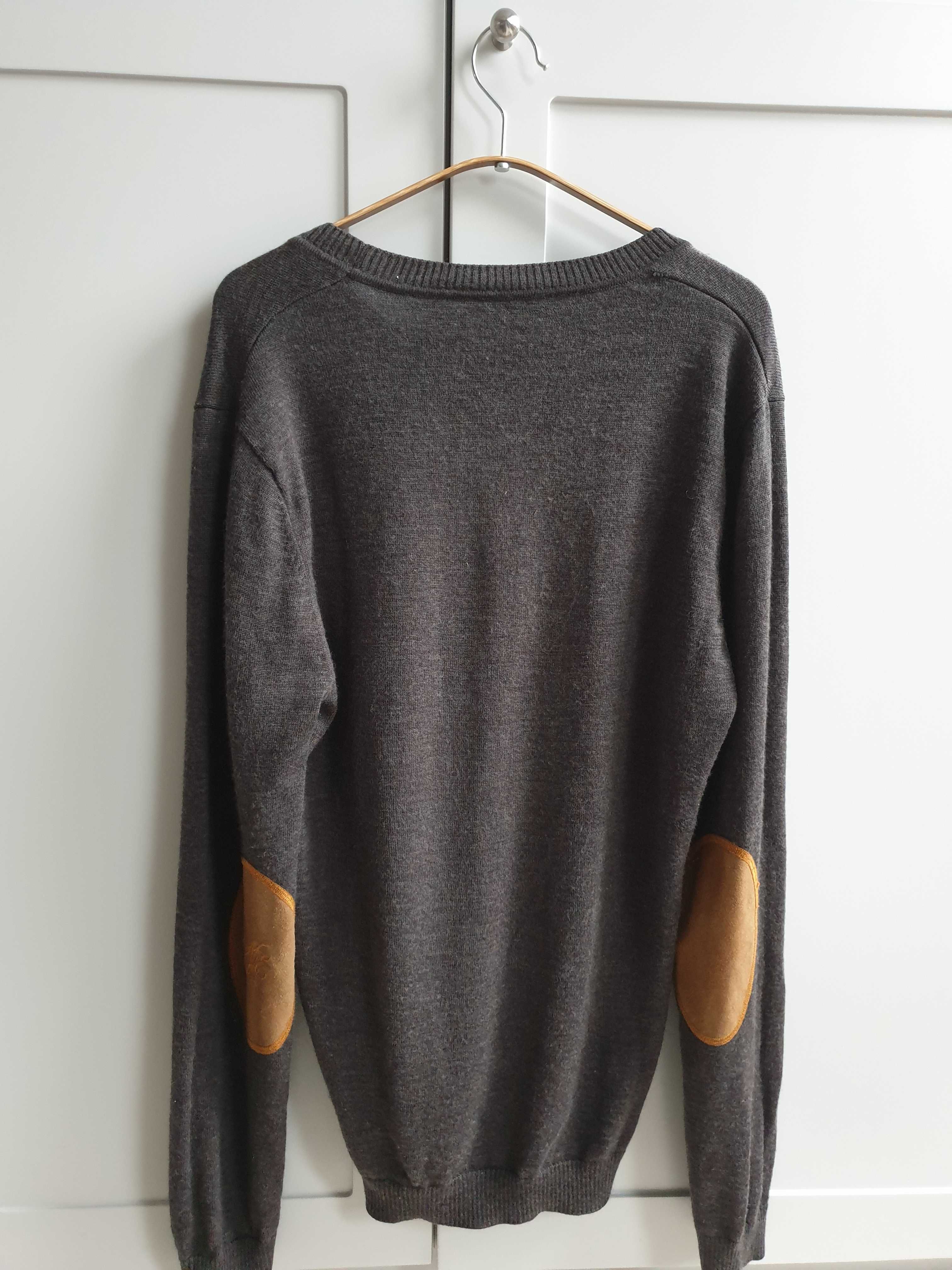 Brązowy sweter męski wełniany merino Nikolaj L