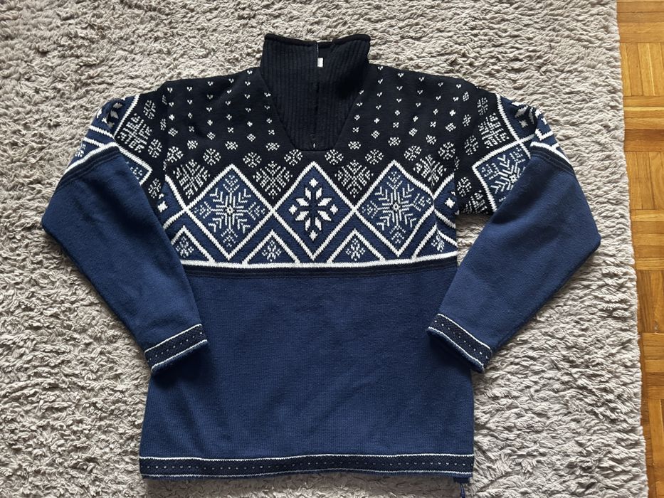 Sweter w norweskie wzory z podszewką gruby ciepły męski roz.L