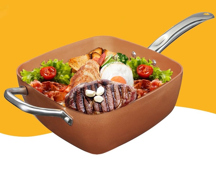Медная сковорода AMPOVAR Copper с фритюром и пароваркой антипригарная