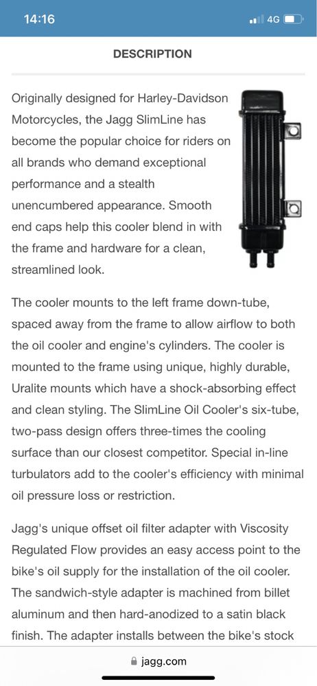 Radiador para filtro de oleo Harley Davidson Sportster