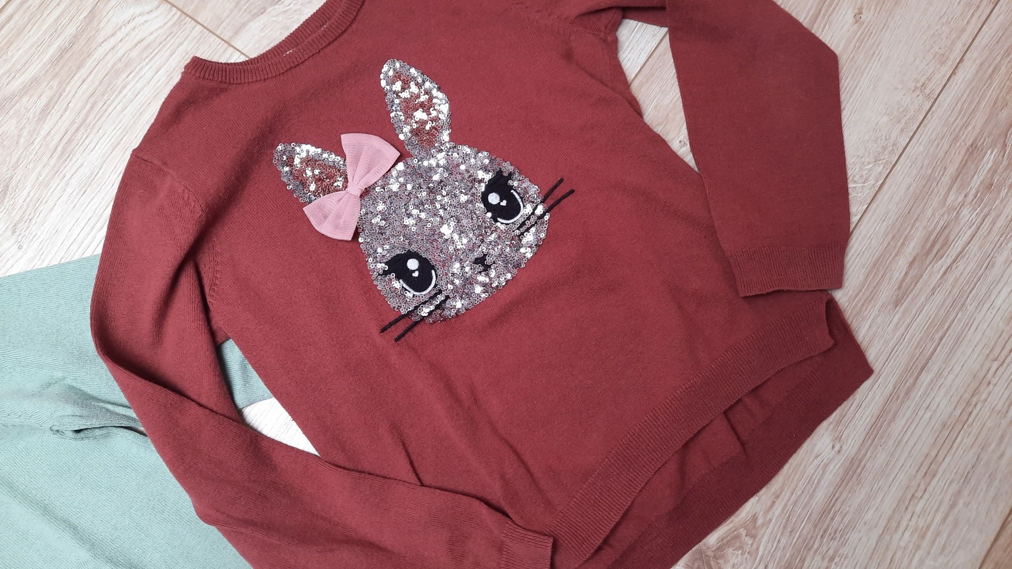 122-128 SWETEREK H&M cekiny zestaw x3 sarenka NOWY