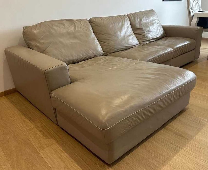 włoska skórzana kanapa narożnik z szezlongiem 176 x 275