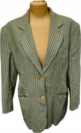 Sislay elegancka marynarka w pepitkę vintage retro wełna kaszmir l