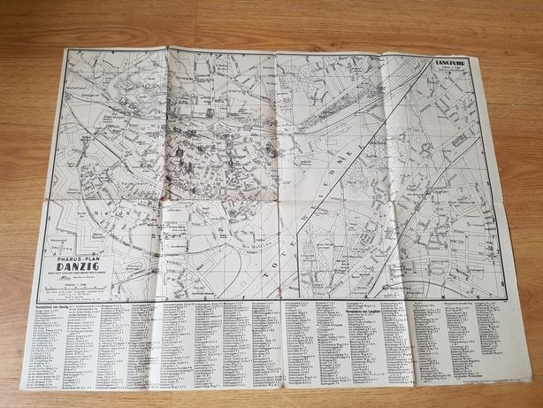 GDAŃSK DANZIG plan miasta PHARUS 64x47 cm 1941 r