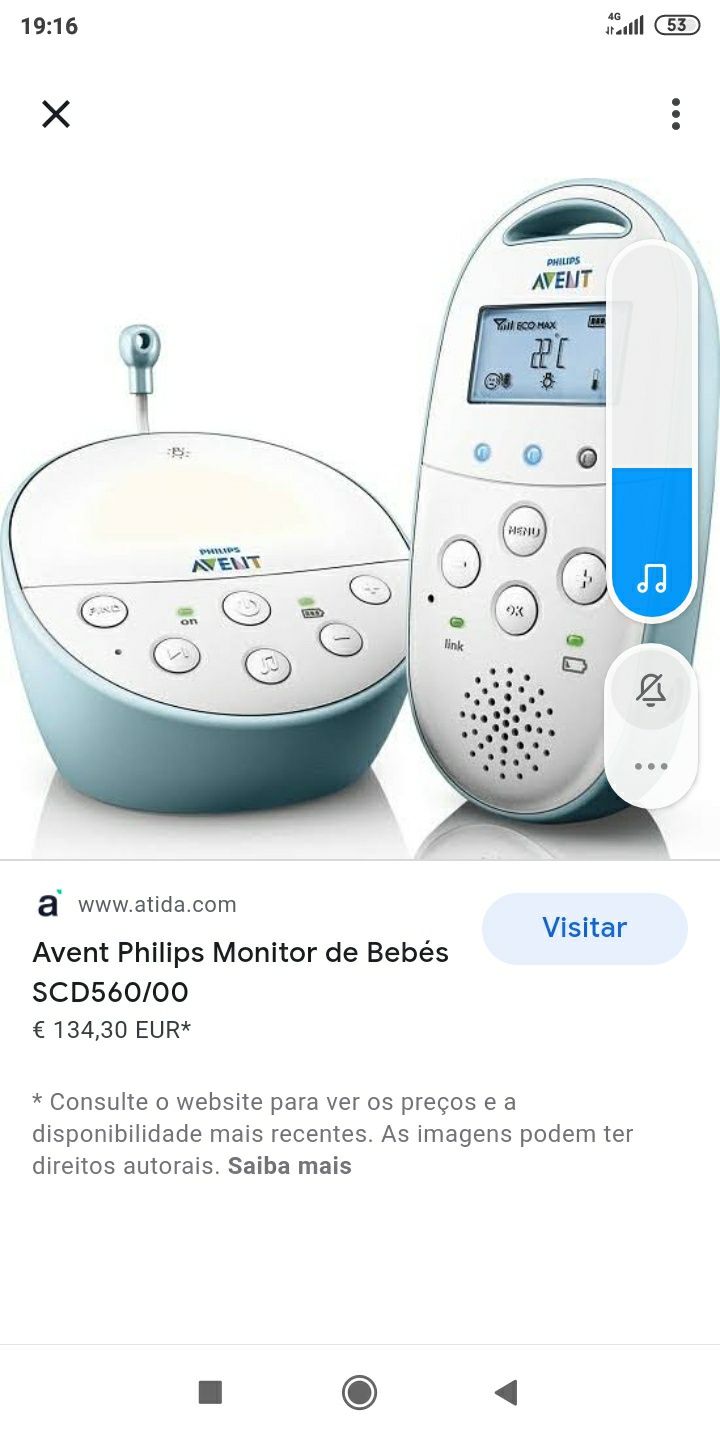 Intercomunicador/ monitor Philips p/ bebê