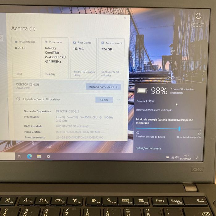 Computador portátil Lenovo Thinkpad X240 i5 8/240gb 12.5" c/carregador